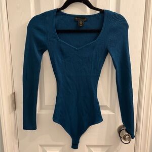 House of Harlow 1960 Teal Long Sleeve Bodysuit